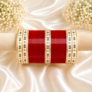 Basic Chura With Kundan Dot Bangle