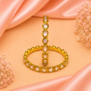 Drop & Round-Kundan Single Line Kada