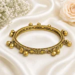 Drop Shape Stone Kada with Ghungroo