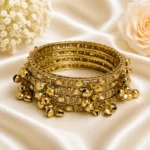 Drop Shape Stone Kada with Ghungroo