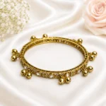 Drop Shape Stone Kada with Ghungroo