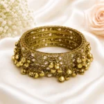 Drop Shape Stone Kada with Ghungroo