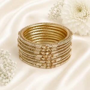 Drop Stones And Pearl Lac Bangles