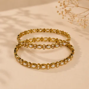 Eye Shape Sleek Kada (White Stone) (2)