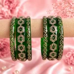 Flower Stone Work Borosil Kada Set