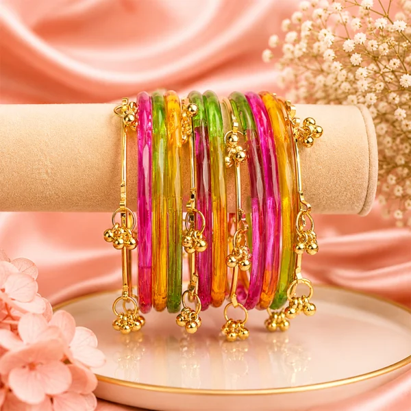 Ghungroo with Jelly Bangles Set (Light-Multi)