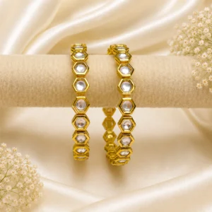 Hexagon-Kundan Single Line Kada