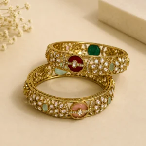 Multi Colour Kundan Flower Kada (1)