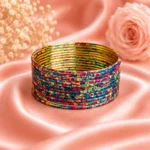 Printed Metal Bangle - Dark Blue-Multi
