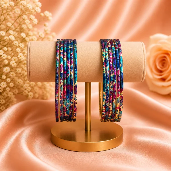 Printed Metal Bangle - Dark Blue-Multi