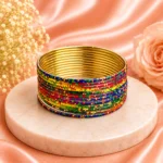 Printed Metal Bangle - Dark-Multi