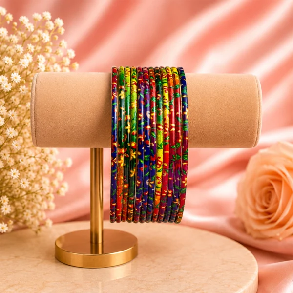 Printed Metal Bangle - Dark-Multi
