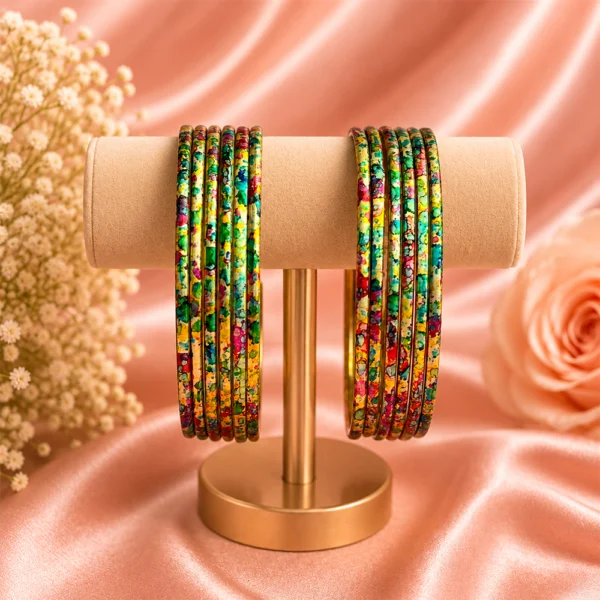 Printed Metal Bangle - M. Gold-Multi