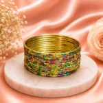 Printed Metal Bangle - M. Gold-Multi