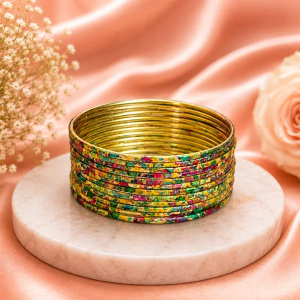 Printed Metal Bangle - M. Gold-Multi