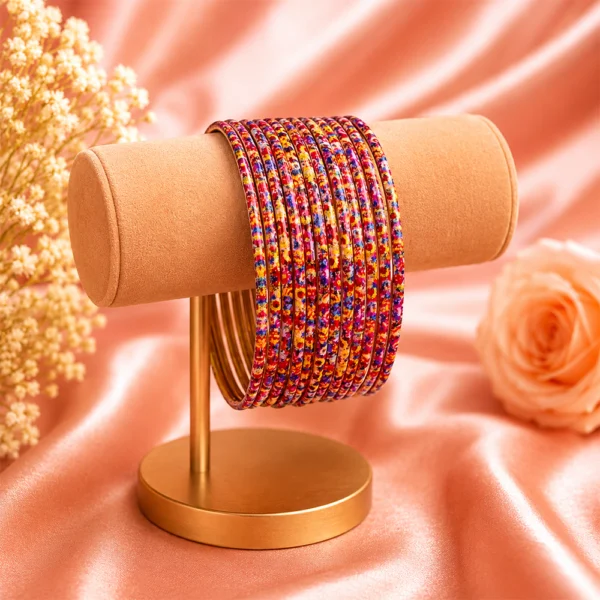 Printed Metal Bangle - Rose-Multi