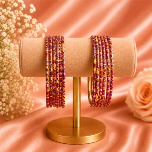 Printed Metal Bangle - Rose-Multi