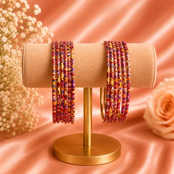 Printed Metal Bangle - Rose-Multi