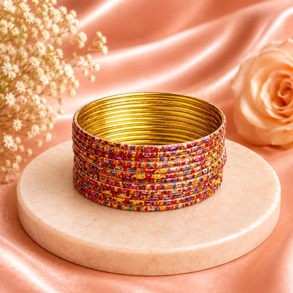 Printed Metal Bangle - Rose-Multi