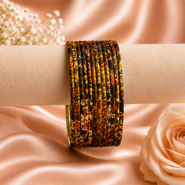 Printed Metal Bangle - Rust-Multi