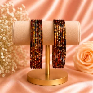 Printed Metal Bangle - Rust-Multi