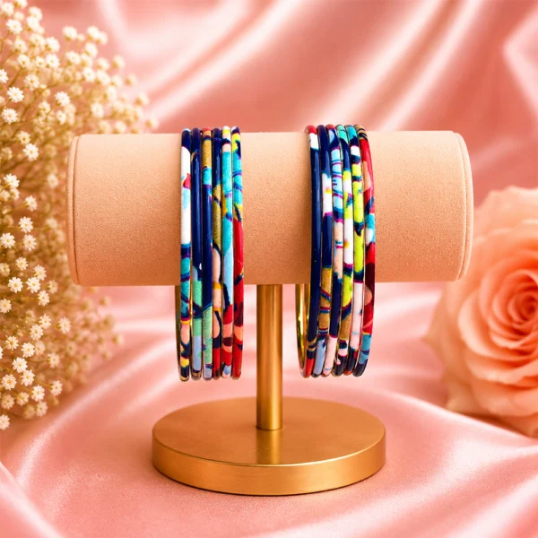 Printed Metal Bangle - White-Multi