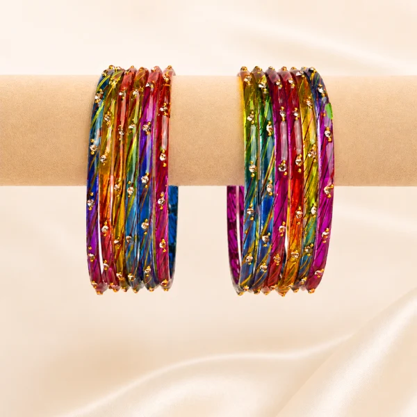 Radisson Glass Bangles (Dark-Multi)