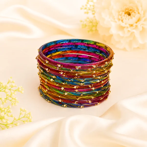 Radisson Glass Bangles (Dark-Multi)