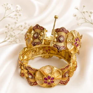Ruby Floral with Meenakari Rajwadi Kundan Bangle