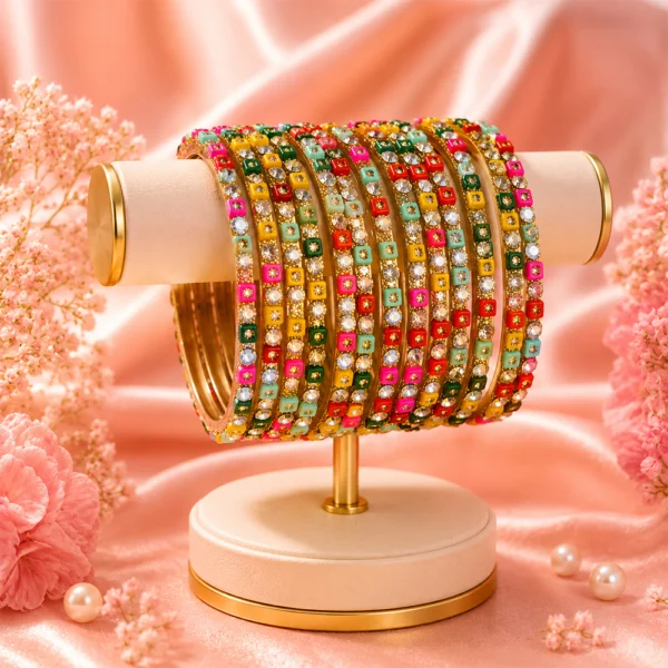 Square Stones Glass Bangles