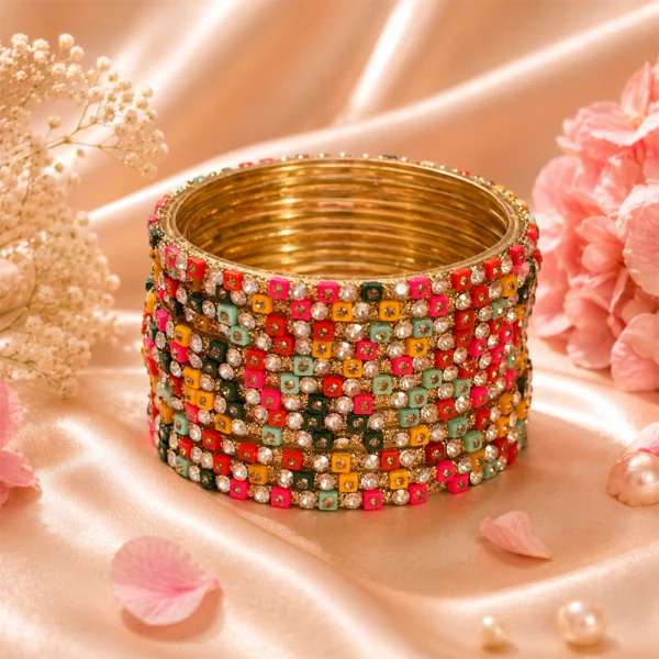 Square Stones Glass Bangles