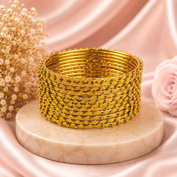 Triangle-Ball Chain Texture Bangle