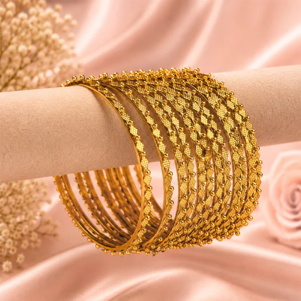 Triangle-Ball Chain Texture Bangle