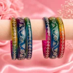 Triangle Stone Work Borosil Kada Set (Dark-Multi)