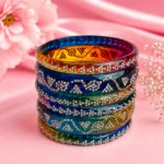 Triangle Stone Work Borosil Kada Set (Dark-Multi)