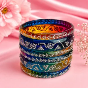 Triangle Stone Work Borosil Kada Set (Dark-Multi) (2)