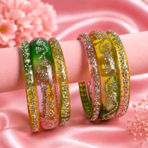 Triangle Stone Work Borosil Kada Set (Light-Multi)