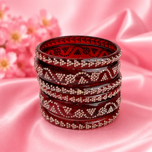 Triangle Stone Work Borosil Kada Set