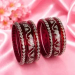 Triangle Stone Work Borosil Kada Set