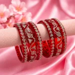 Triangle Stone Work Borosil Kada Set